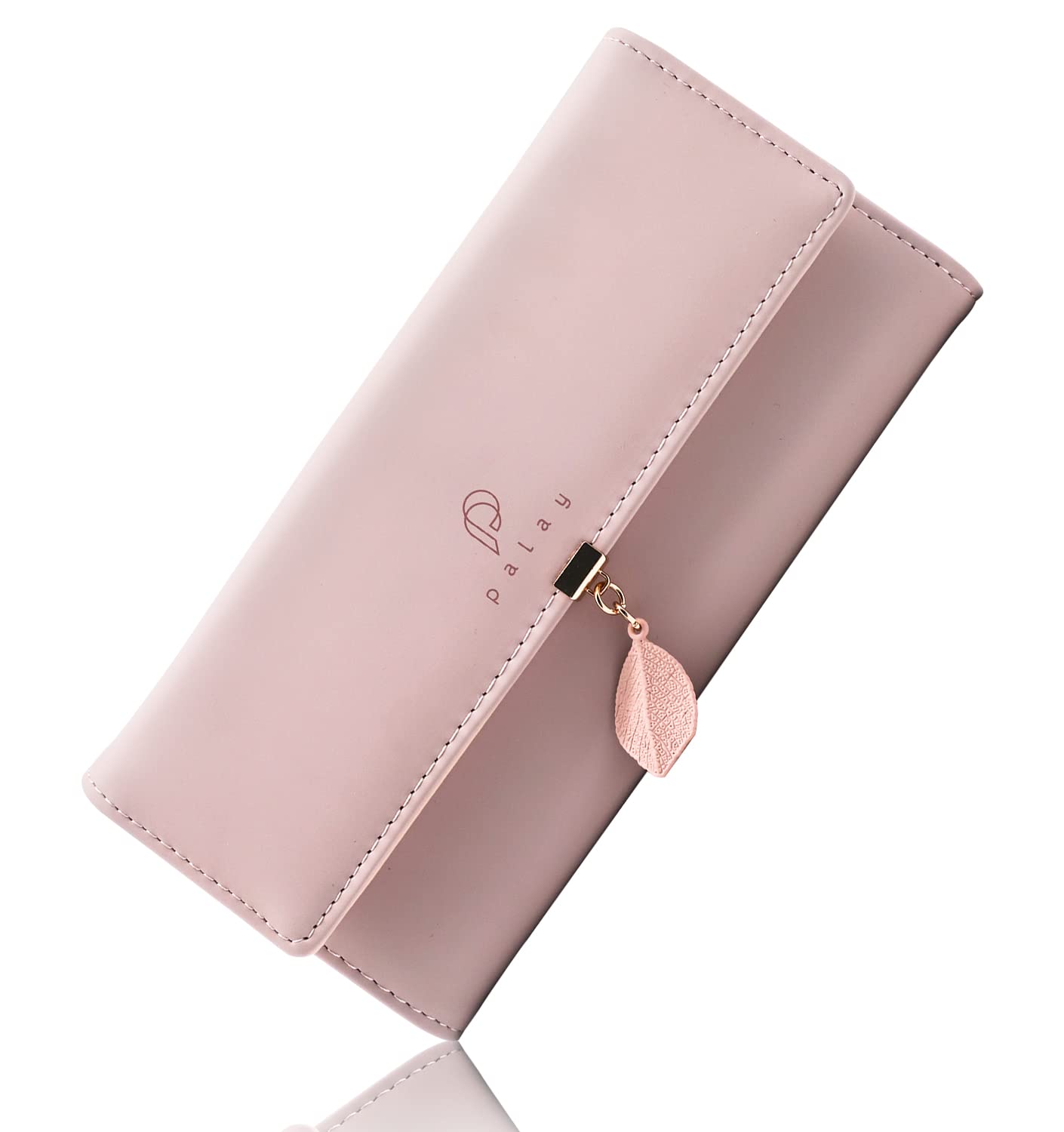 SANNIDHI Women's PU Leather Long Wallet with Leaf Pendant Card Holders Phone Pocket Girls Zipper Coin Purse (Pink) SANNIDHI Women's PU Leather Long Wallet with Leaf Pendant Card Holders Phone Pocket Girls Zipper Coin Purse (Pink)